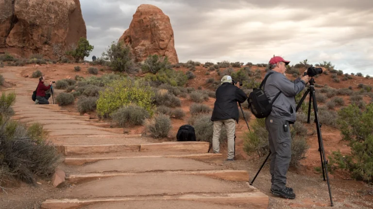 Photography tour group in Arches National Park.